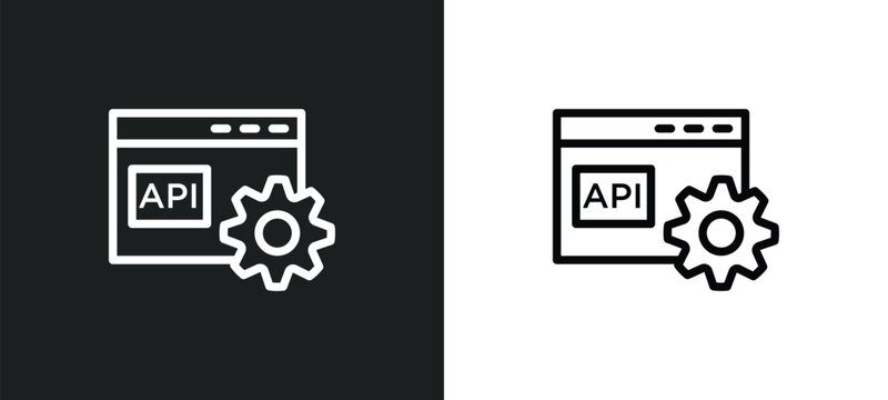 api icon isolated in white and black colors. api outline vector icon from programming collection for web, mobile apps and ui.