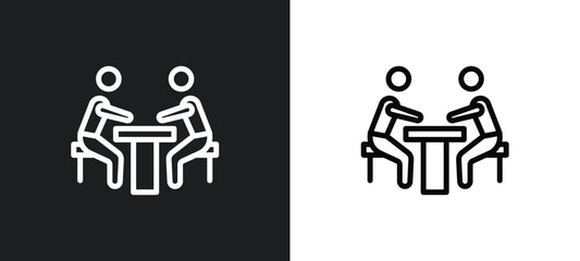 people playing board games icon isolated in white and black colors. people playing board games outline vector icon from recreational games collection for web, mobile apps and ui.