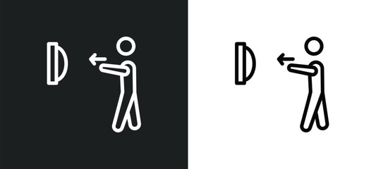 people playing darts icon isolated in white and black colors. people playing darts outline vector icon from recreational games collection for web, mobile apps and ui.