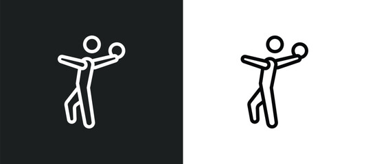 people playing handball icon isolated in white and black colors. people playing handball outline vector icon from recreational games collection for web, mobile apps and ui.