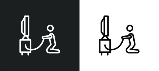 people playing game icon isolated in white and black colors. people playing game outline vector icon from recreational games collection for web, mobile apps and ui.