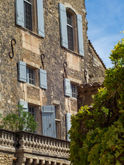 Old Stone House with Blue Shutter in Southern France