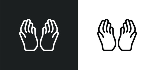 dua hands icon isolated in white and black colors. dua hands outline vector icon from religion collection for web, mobile apps and ui.
