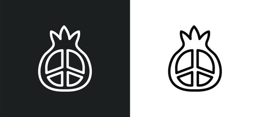half pomegranate icon isolated in white and black colors. half pomegranate outline vector icon from religion collection for web, mobile apps and ui.