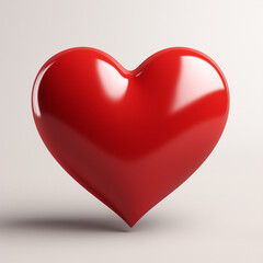 Shape of red heart, clipping path, 3D rendering, ai technology