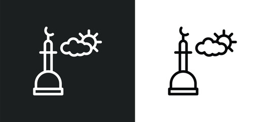 assr icon isolated in white and black colors. assr outline vector icon from religion collection for web, mobile apps and ui.