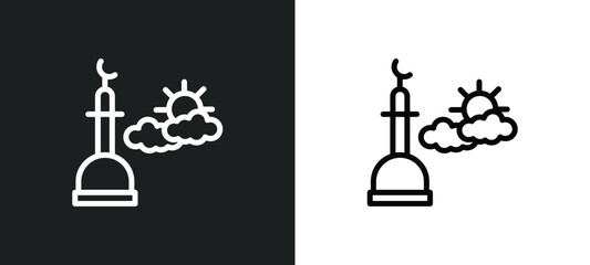 fajr dawn prayer icon isolated in white and black colors. fajr dawn prayer outline vector icon from religion collection for web, mobile apps and ui.