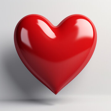 Shape of red heart, clipping path, 3D rendering, ai technology