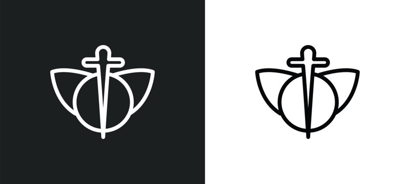 heresy icon isolated in white and black colors. heresy outline vector icon from religion collection for web, mobile apps and ui.