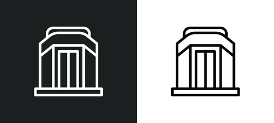 infrared heat cabin icon isolated in white and black colors. infrared heat cabin outline vector icon from sauna collection for web, mobile apps and ui.