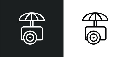 ice cream cart icon isolated in white and black colors. ice cream cart outline vector icon from season collection for web, mobile apps and ui.