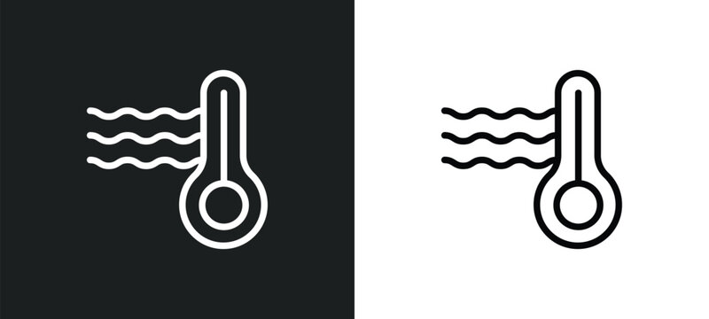 hyperthermia icon isolated in white and black colors. hyperthermia outline vector icon from sauna collection for web, mobile apps and ui.