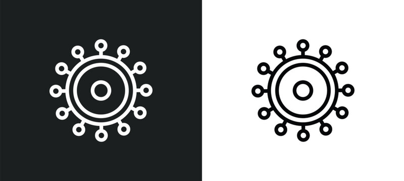spokes icon isolated in white and black colors. spokes outline vector icon from sew collection for web, mobile apps and ui.
