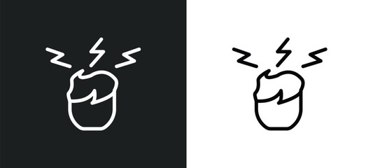 headache icon isolated in white and black colors. headache outline vector icon from smileys collection for web, mobile apps and ui.