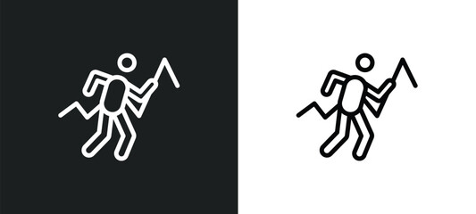 trail running icon isolated in white and black colors. trail running outline vector icon from sport collection for web, mobile apps and ui.