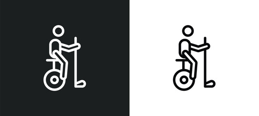 unicycling hockey icon isolated in white and black colors. unicycling hockey outline vector icon from sport collection for web, mobile apps and ui. © Premium Art