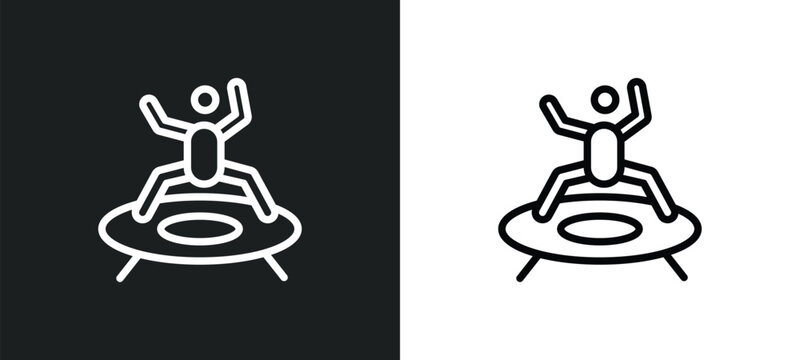 trampolining icon isolated in white and black colors. trampolining outline vector icon from sport collection for web, mobile apps and ui.