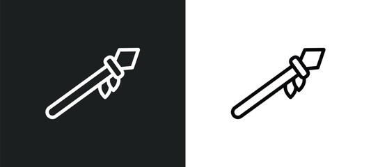 spear icon isolated in white and black colors. spear outline vector icon from stone age collection for web, mobile apps and ui.