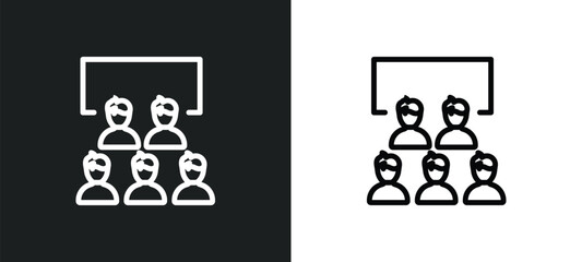 conference? icon isolated in white and black colors. conference? outline vector icon from strategy collection for web, mobile apps and ui.