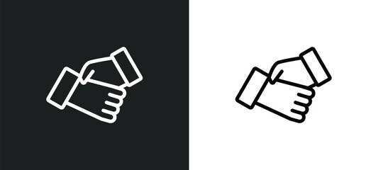 handshake? icon isolated in white and black colors. handshake? outline vector icon from strategy collection for web, mobile apps and ui.