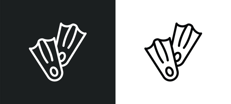 Flippers Icon Isolated In White And Black Colors. Flippers Outline Vector Icon From Summer Collection For Web, Mobile Apps And Ui.