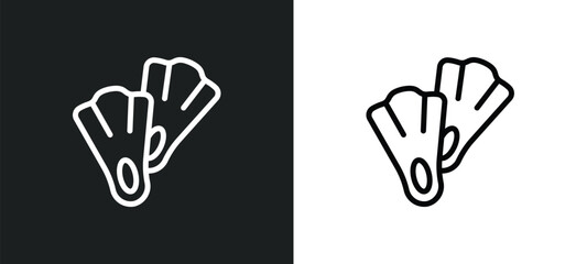 fins icon isolated in white and black colors. fins outline vector icon from summer collection for web, mobile apps and ui.