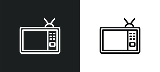 old television icon isolated in white and black colors. old television outline vector icon from technology collection for web, mobile apps and ui.