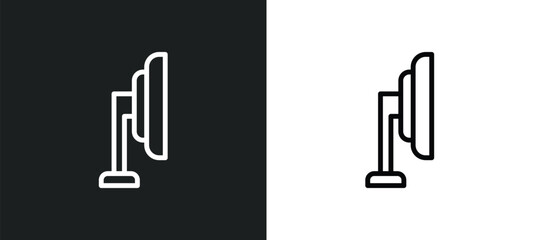 tv side icon isolated in white and black colors. tv side outline vector icon from technology collection for web, mobile apps and ui.