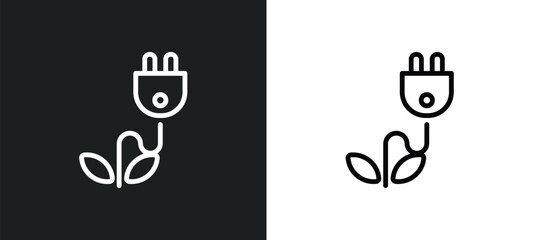 ecologic electricity icon isolated in white and black colors. ecologic electricity outline vector icon from technology collection for web, mobile apps and ui.