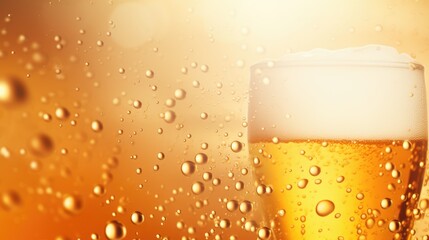 Fresh beer bubbles background, texture with free space for text