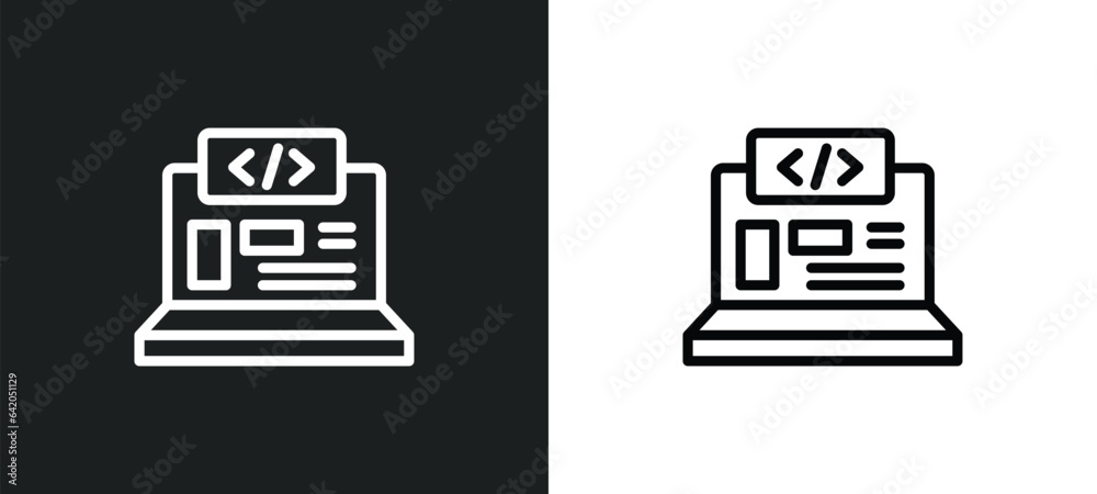 Wall mural front end icon isolated in white and black colors. front end outline vector icon from technology col
