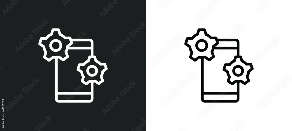 Wall mural native apps icon isolated in white and black colors. native apps outline vector icon from technology