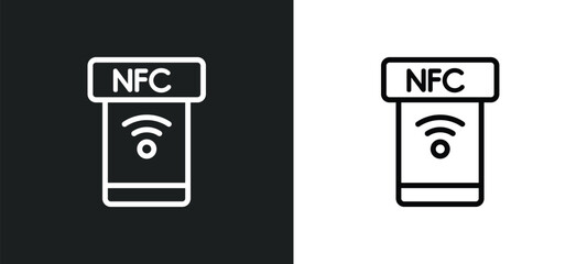 near field communication icon isolated in white and black colors. near field communication outline vector icon from technology collection for web, mobile apps and ui.