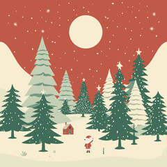 A Christmas Picture Showing A Winter Wonderland With A Christmas Tree And Santa