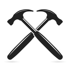 Two crossed vintage hammers vector illustration on a white background
