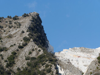 apuan alps in the carrara marble quarries sector in italy