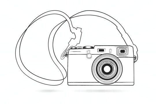 Photography camera line art vector illustration on a white background