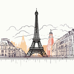 The Eiffel Tower Paris Vector Illustration On White Background