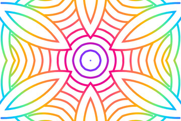 Beautiful colourful caleidoscope gradient batik ethnic dayak flower art pattern background for wallpaper or textile 