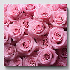 Obraz premium Many pink roses isolated on white, ai technology