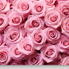 Many pink roses isolated on white, ai technology