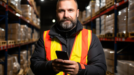 Warehouse manager overseeing operations, ensuring smooth logistics and inventory control