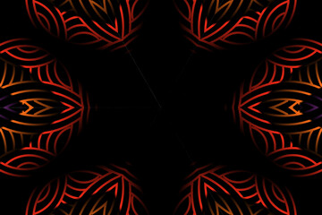 Beautiful colourful caleidoscope gradient batik ethnic dayak flower art pattern background for wallpaper or textile 