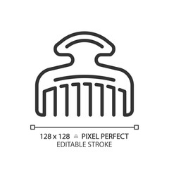 2D pixel perfect customizable hair comb black icon, isolated vector, haircare thin line simple illustration.
