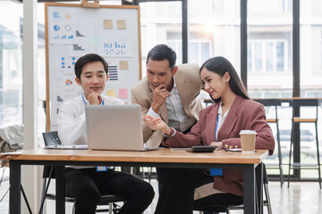 Group of business people working together and solving the problem of working stress in the meeting room at the office.
