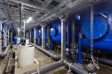 water treatment station interior, modern water treatment