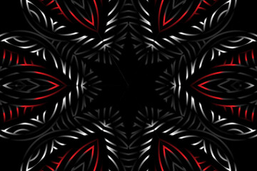 Beautiful colourful caleidoscope gradient batik ethnic dayak flower art pattern background for wallpaper or textile 