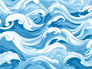 Fototapeta na wymiar A Blue And White Graphic With Beautiful Waves