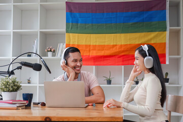 Podcaster Ideas Podcaster is interviewing guests about gender equality and LGBT advocacy at home...
