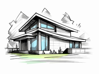 An Abstract Drawing Of A Modern House